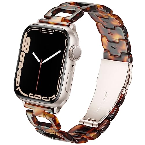 Ocaer Kompatibel mit Apple Watch 49mm 45mm 44mm 42mm, Mode Harz Apple Watch Armband mit Edelstahl Schnalle für Apple Watch Ultra 2 /Ultra/Series 9 8 7 6 5 4 3 2 1 SE (Schildpatt für Polarstern) von Ocaer