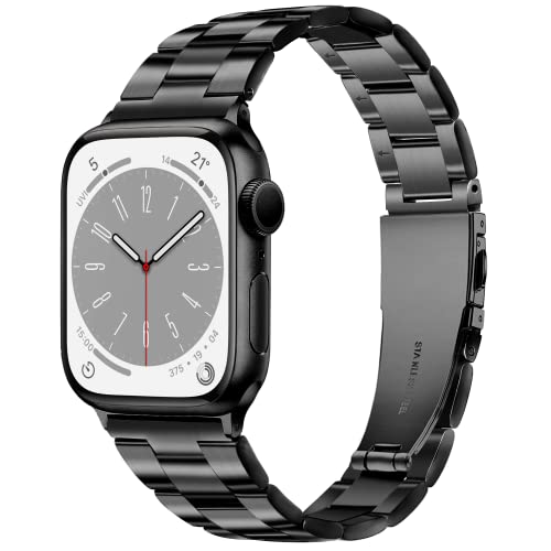 Ocaer Kompatibel mit Apple Watch Armband 41mm 40mm 38mm, Metall Edelstahl Ersatz iWatch Armband für Apple Watch Armband Series 9 8 7 6 5 4 3 2 1 SE, Damen Herren (Schwarz, 38mm/40mm/41mm) von Ocaer