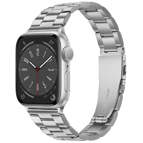 Ocaer Kompatibel mit Apple Watch Armband 41mm 40mm 38mm, Metall Edelstahl Ersatz iWatch Armband für Apple Watch Armband Series 9 8 7 6 5 4 3 2 1 SE, Damen Herren (Silber, 38mm/40mm/41mm) von Ocaer