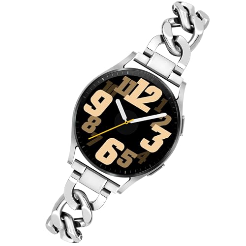 Ocaer Kompatibel mit Samsung Galaxy Watch 6/5/4 Armband 40mm 44mm/Watch 6 classic 43mm 47mm/Watch 5pro 45mm, Metall 20mm Armband für Samsung Watch 4 Classic 42mm 46mm/Active 2, Damen Frauen(Silber) von Ocaer