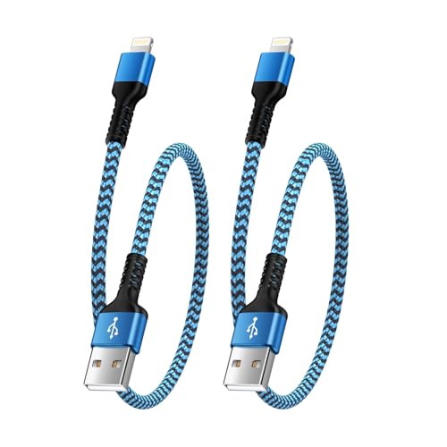 Ocbuo iPhone Ladekabel Schnellladekabel, [30CM 2 Stück] Lightning Kabel MFi Zertifiziert iPhone Kabel Kurz Nylon Fast USB Ladekabel für iPhone 14 Pro/14 Pro Max/14 Plus/14/13/12/11/X/XS/XR/8/7/6/5 von Ocbuo