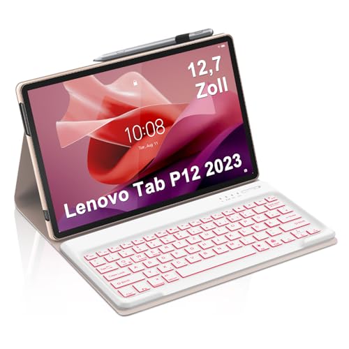 Occtingkind, Tastatur für Lenovo P12, Hülle mit Tastatur für Lenovo Tab P12 2023 12,7 Zoll, Magnetische Abnehmbar Bluetooth Keyboard, QWERTZ Layout, USB C, Hintergrundbeleuchtung, Rosa Occtingkind, Tastatur für Lenovo P12, Hülle mit Tastatur für Lenovo Tab P12 2023 12,7 Zoll, Magnetische Abnehmbar Bluetooth Keyboard, QWERTZ Layout, USB C, Hintergrundbeleuchtung, Rosa von Occtingkind