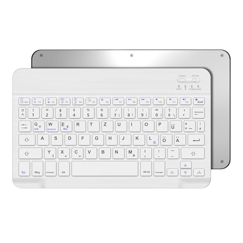 OCCTINGKIND-10 Zoll Kabellose Bluetooth Tastatur für iPad/Android-Tablets, Deutsches Layout QWERTZ, Magnetische Tastatur, für iPad/Samsng Galaxy Tab/Lenovo Tab, ultraleichtes Keyboard, Weiß von Occtingkind