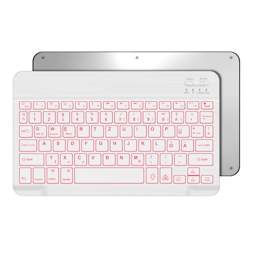 OCCTINGKIND-10 Zoll Kabellose Bluetooth Tastatur für iPad/Android-Tablets, Deutsches Layout QWERTZ, Hintergrundbeleuchtung, Für iPad/Samsng Galaxy Tab/Lenovo Tab/Xiaomi Pad/Redmi Pad, Weiß von Occtingkind