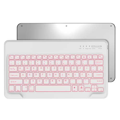 Occtingkind, Bluetooth Tastatur für iPad/Android-Tablets, Deutsches Layout QWERTZ, 12 Zoll Kabellose Magnetische Tastatur, Hintergrundbeleuchtung, Für iPad/Samsng Galaxy Tab, Weiß von Occtingkind