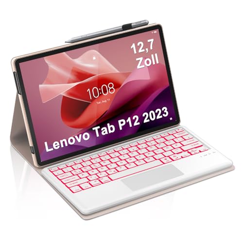 Occtingkind, Tastatur für Lenovo P12, Hülle mit Tastatur für Lenovo Tab P12 2023 12,7 Zoll, Magnetische Abnehmbar Bluetooth Keyboard, QWERTZ Layout, USB C, Trackpad, Hintergrundbeleuchtung, Rosa Occtingkind, Tastatur für Lenovo P12, Hülle mit Tastatur für Lenovo Tab P12 2023 12,7 Zoll, Magnetische Abnehmbar Bluetooth Keyboard, QWERTZ Layout, USB C, Trackpad, Hintergrundbeleuchtung, Rosa von Occtingkind