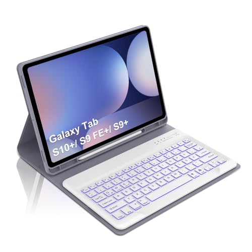 Occtingkind, Tastatur für Samsung Galaxy Tab S10 Plus/ S9 Plus/ S9 FE Plus 12,4 Zoll, Hülle mit Magnetische Abnehmbar Bluetooth Keyboard, QWERTZ, USB C, Hintergrundbeleuchtung, Violett Occtingkind, Tastatur für Samsung Galaxy Tab S10 Plus/ S9 Plus/ S9 FE Plus 12,4 Zoll, Hülle mit Magnetische Abnehmbar Bluetooth Keyboard, QWERTZ, USB C, Hintergrundbeleuchtung, Violett von Occtingkind