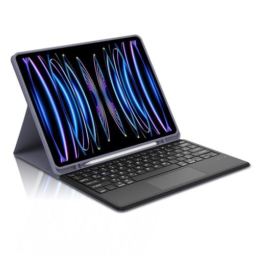Occtingkind, Tastatur für iPad Pro 12,9, Hülle mit Tastatur für iPad Pro 12,9 Zoll, Magnetische Abnehmbar Bluetooth Keyboard für Apple iPadPro (2018-2022), QWERTZ-Layout, USB C, Trackpad, Violett von Occtingkind