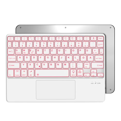 Occtingkind, Bluetooth Tastatur für iPad/Android-Tablets, Deutsches Layout QWERTZ, 10 Zoll Kabellose Tastatur, Hintergrundbeleuchtung, Multi Touch Trackpad, Für iPad/Samsng Galaxy Tab/Lenovo, Weiß von Occtingkind