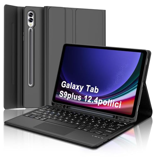 Occtingkind, Schutzhülle mit Tastatur für Samsung Galaxy Tab S10 Plus/ S9 Plus/ S9 FE Plus 12,4 Zoll, abnehmbare Bluetooth-Tastatur für Samsung S10+/S9+/S9 FE+, Italienisch, USB C, Schwarz Occtingkind, Schutzhülle mit Tastatur für Samsung Galaxy Tab S10 Plus/ S9 Plus/ S9 FE Plus 12,4 Zoll, abnehmbare Bluetooth-Tastatur für Samsung S10+/S9+/S9 FE+, Italienisch, USB C, Schwarz von Occtingkind