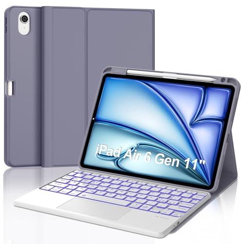 Tastatur für iPad Air 11 Zoll 2024 (M2), Schutzhülle mit Tastatur für iPad Air 6 Generation, Touchpad magnetische Bluetooth-Tastatur mit Hintergrundbeleuchtung Italienisch QWERTY für iPad Air 6 Gen 11 von Occtingkind