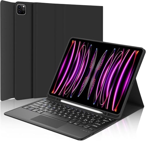 Occtingkind, Tastatur für iPad Pro 12.9 Zoll 2018-2022, Hülle mit Tastatur für iPad Pro 6/5/4/3 Generation, Cover mit Touchpad Magnetisch Bluetooth Tastatur, Italienisches Layout, USB C, Schwarz von Occtingkind
