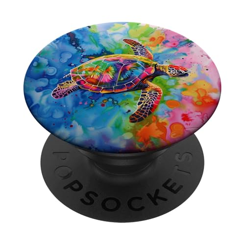 Batik-Aquarell Meeresschildkröte PopSockets Klebender PopGrip Batik-Aquarell Meeresschildkröte PopSockets Klebender PopGrip von Ocean Animals Sea Vacation