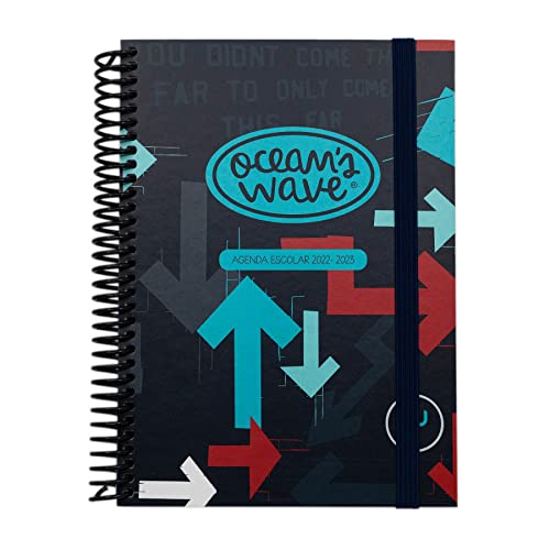 Schülerkalender 2022-2023 - Modell Go! - Größe DIN A6-15 x 11,5 cm - Ocean's Wave - Seite pro Tag - Hardcover und Spiralbindung - Jugenddesign, mehrfarbig, OCW80104 von Ocean's Wave