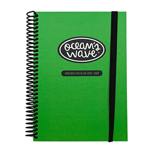 Schülerkalender 2022-2023 - Modell Neongrün - Größe DIN A6-15 x 11,5 cm - Ocean's Wave - Seite pro Tag - Hardcover und Spiralbindung - Jugenddesign, OCW80107 von Ocean's Wave