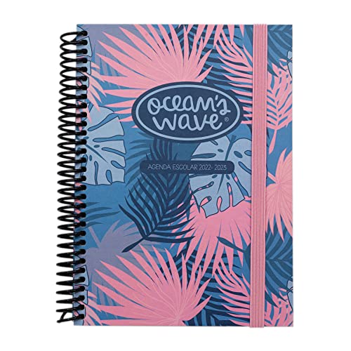 Schülerkalender 2022-2023 – Modell Savannah – DIN A6 – 15 x 11,5 cm – Ocean's Wave – Seite pro Tag, harte Deckel und Spiralbindung, Jugend-Design von Ocean's Wave