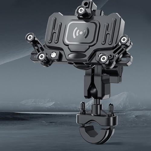 Oceanlend Motorrad-Handyhalterung, 720 ° drehbar, Motorrad-Lenkerhalterung, Anti-Vibrations-Stoßdämpfer-Halterung für Motorräder, Elektrofahrräder, Fahrräder (Dämpfung Schwarzgrau) von Oceanlend
