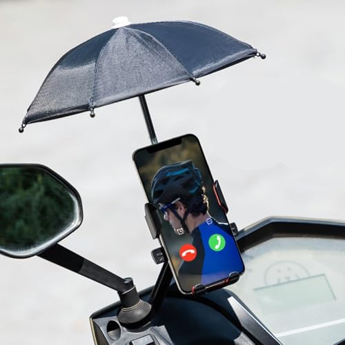 Oceanlend Regenschirm-Handyhalterung für Fahrräder, stabiles 8-Rippen-Design, passend für 7 10 cm breite Handys (B Schwarz) von Oceanlend