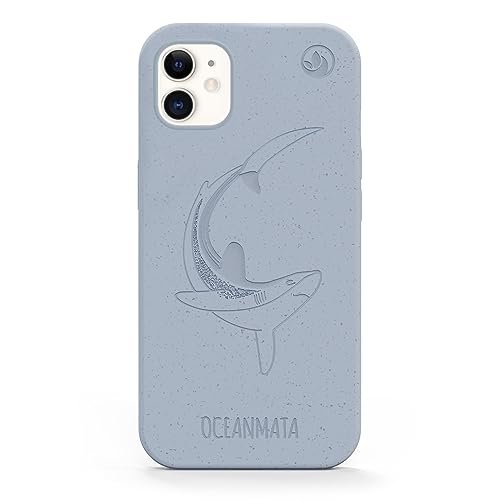 Oceanmata - iPhone 11 Hülle mit Band - Coral Edition - Nachhaltige Handykette abnehmbar - Design - Cover iPhone 11 - Biologische Apple iPhone Hülle Ozean Plastik (Sharkgrey) von Oceanmata