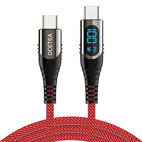 Ocetea 100W USB C auf USB C Kabel, 1M 5A Schnellladekabel Ladekabel PD QC5.0 with LED Display, Kompatibel mit MacBook Pro Air iPad Pro Air Galaxy S23 S22 Pixel Switch von Ocetea