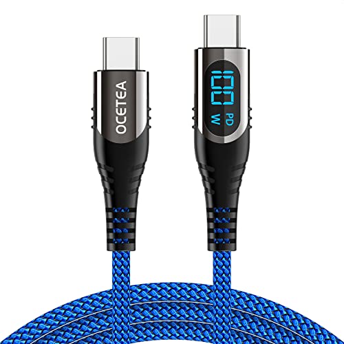 Ocetea 100W USB C auf USB C Kabel, 1M 5A Schnellladekabel Ladekabel PD QC5.0 with LED Display, Kompatibel mit MacBook Pro Air iPad Pro Air Galaxy S23 S22 Pixel Switch von Ocetea