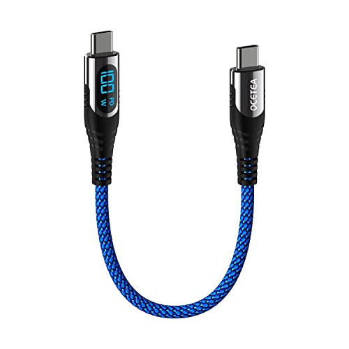 Ocetea 100W USB C auf USB C Kabel, 30CM 5A Schnellladekabel Typ C Ladekabel with LED Display, Kompatibel mit MacBook Pro Air iPad Pro Air Galaxy S23 S22 Pixel Switch von Ocetea