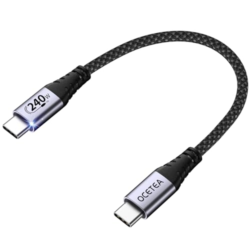 Ocetea 240W Kurz USB C auf USB C Kabel, PD3.1 USB C Schnellladekabel USBC to USBC Ladekabel Kompatibel mit iPhone 15/15 Pro/15 Pro Max, MacBook Pro Air, iPad Pro Air, Galaxy S23 S22, Pixel (0.3M) von Ocetea