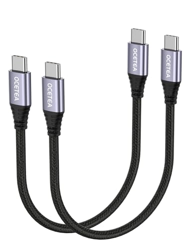 Ocetea USB C auf USB C Kabel Kurz [2Stück 0.3M], 60W USB C Ladekabel 20V/3A USB C PD Schnellladekabel Kompatibel mit iPhone 15/15 Pro/15 Pro Max, MacBook Pro Air, iPad Pro Air, Galaxy S24 S23, Pixel von Ocetea