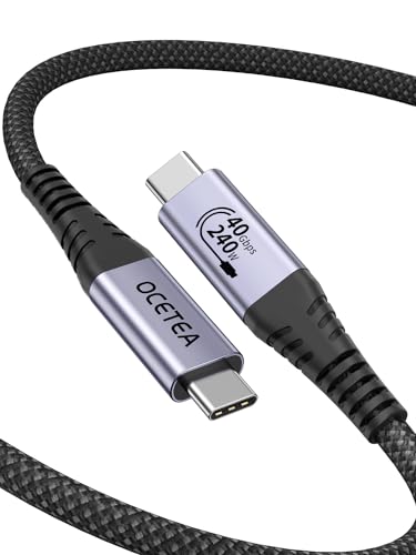 Ocetea USB4 Kabel, [USB-IF Zertifiziert] 40Gbps Datenkabel 240W USBC Schnellladekabel Kompatibel Thunderbolt 4/3, 8K@60Hz Videokabel für MacBook, Mac Pro/Studio/Mini, iMac, eGPU, Docking, SSD(0.5M) von Ocetea