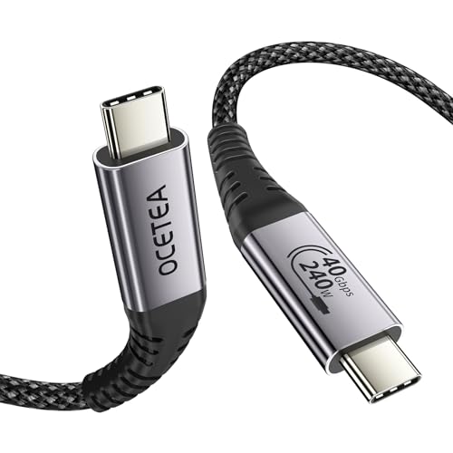 Ocetea USB4 Kabel, [USB-IF Zertifiziert] 40Gbps Datenkabel 240W USBC Schnellladekabel Kompatibel Thunderbolt 4/3, 8K@60Hz Videokabel für MacBook, Mac Pro/Studio/Mini, iMac, eGPU, Docking, SSD(1M) von Ocetea