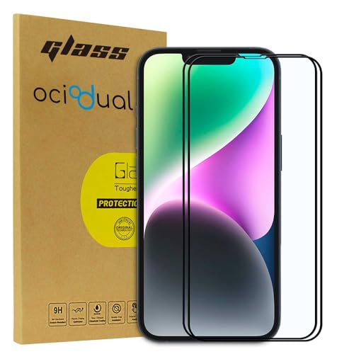 OcioDual 2x Premium Glas Display Schutzfolie für iPhone 14, 2.5D 9H Härte Bildschirmschutz, HD Displayschutzfolie, Dicke 0.33mm, Stoßfest, Ultrabeständig Tempered Glass von OcioDual