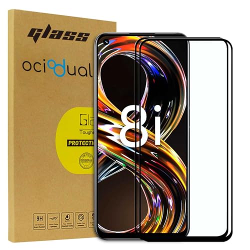 OcioDual 2x Schutz Glas mit Schwarzem Rahmen für Realme 8i/Narzo 50 4G, 9D 9H Härte Bildschirmschutz, HD Displayschutzfolie, 0.33mm Display Schutzfolie, Ultrabeständig Glass von OcioDual