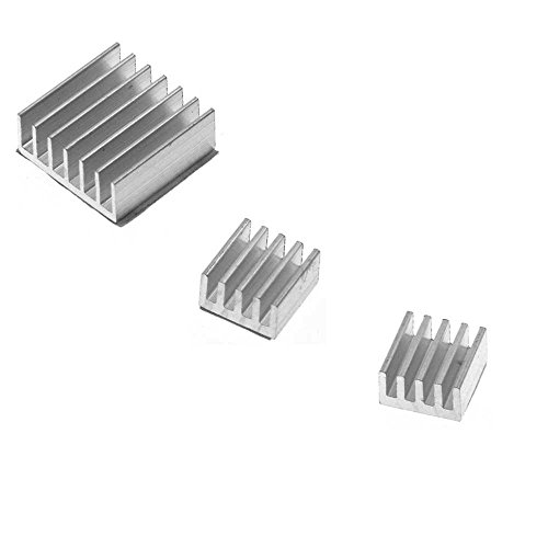 OcioDual 3er-Set Kühlkörper Radiator Heat Sink Heatsink für Raspberry Pi | 2 A | B B+ | Pi 3 inkl. Klebefolie von OcioDual