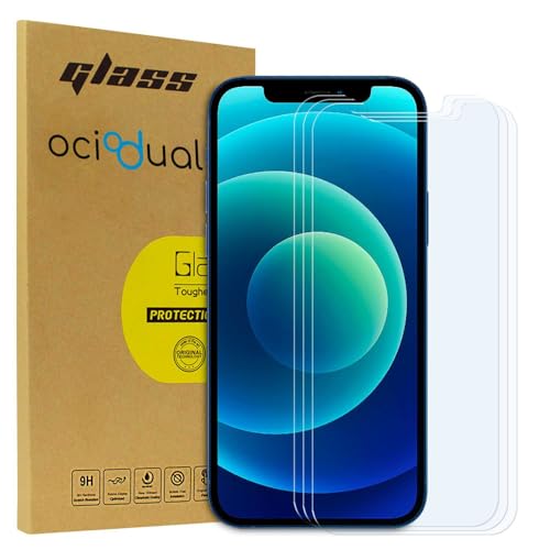 OcioDual 3x Premium Glas Display Schutzfolie für iPhone 12/12 Pro, 2.5D 9H Härte Bildschirmschutz, HD Displayschutzfolie, Dicke 0.33mm, Stoßfest, Ultrabeständig Tempered Glass von OcioDual