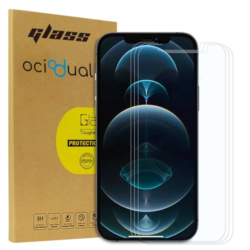 OcioDual 3x Premium Glas Display Schutzfolie für iPhone 12 Pro Max, 2.5D 9H Härte Bildschirmschutz, HD Displayschutzfolie, Dicke 0.33mm, Stoßfest, Ultrabeständig Tempered Glass von OcioDual