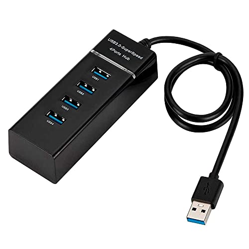 OcioDual 4 Port USB Typ A 3.0+2.0 Hub mit Licht LED Beleuchtung Splitter Schwarz fur PC Desktop Laptops Maus Keyboard von OcioDual