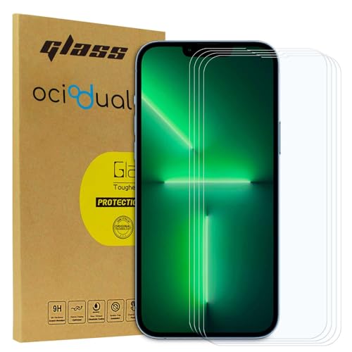 OcioDual 4x Premium Glas Display Schutzfolie für iPhone 13/13 Pro, 2.5D 9H Härte Bildschirmschutz, HD Displayschutzfolie, 0.33mm, Ultrabeständig Tempered Glass von OcioDual