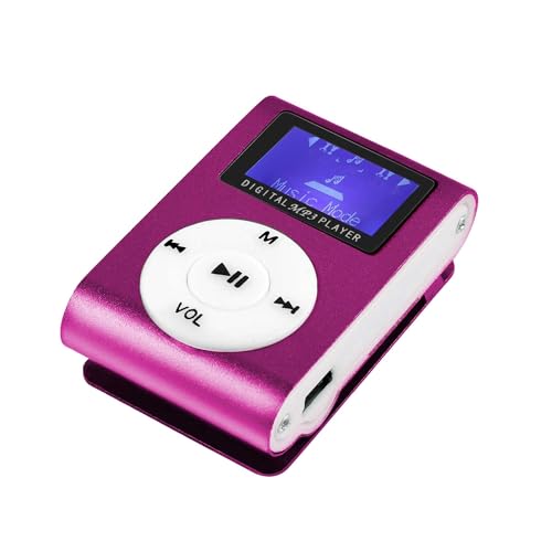 OcioDual Digital MP3 Audio Player LCD Bildschirm Wiedergabe Rosa Verlustfreier Unterstützt bis 32GB Micro SD Karte mit Clip von OcioDual