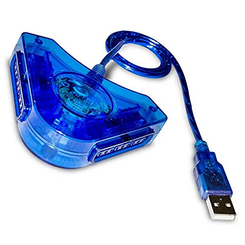OcioDual Dual PS Controller zu USB Typ A Adapter Kompatibel mit PSX PS1 PS2 Gamepad Blau Konverter für PC Laptop Windows 10 8 7 von OcioDual