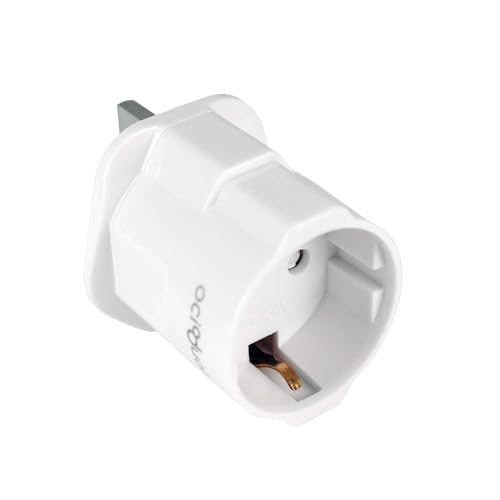 OcioDual Europäischer zu UK Stecker Adapter, Reisestecker Adapter, Typ C, E und F zu Typ G Stecker, Modell YD-1310, 250V/13A Weiß, 2-Pin zu 3-Pin Konverter, CE/RoHS Zertifizierung. von OcioDual