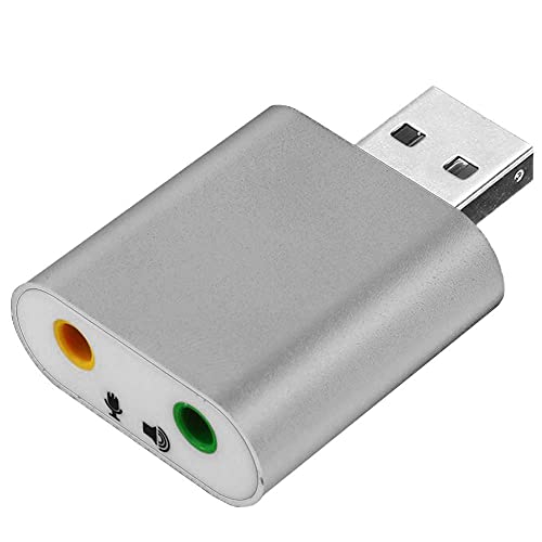 OcioDual Externe USB 2.0 Soundkarte auf 3.5mm Klinkenbuchse Audio Mikro Adapter GF2419 Silber Mikrofon für PC Computer Laptop von OcioDual