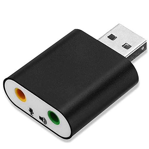 OcioDual Externe USB 2.0 Soundkarte auf 3.5mm Klinkenbuchse Audio Mikro Adapter GF2420 Schwarz Mikrofon für PC Computer Laptop von OcioDual