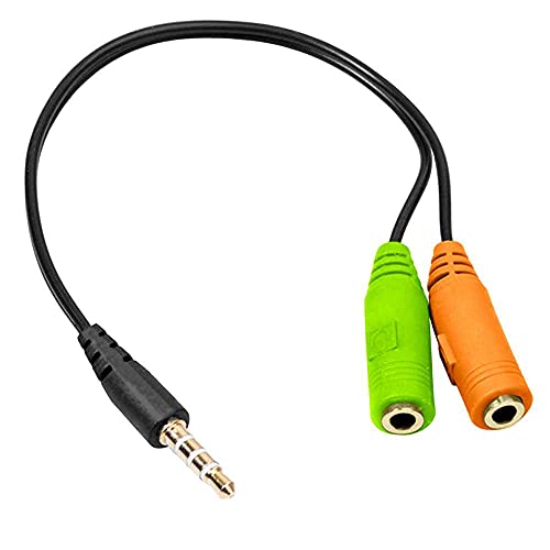 OcioDual Kopfhörer Adapter Splitter Audio Mikrofon Klinke Y Kabel Stereo Klinkenstecker 3.5mm auf 2 Buchse für PS4 Controller von OcioDual