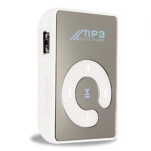 OcioDual MP3 Player Metallic-Design Weiß Mini Clip Sport Unterstützt bis 32GB Micro SD Karte Musik von OcioDual