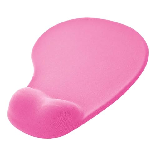 OcioDual Mauspad mit Handgelenkauflage, Hell-Pink, Ergonomische Mouse Pad mit Gelunterstützung, Weicher Stoff mit Rutschfester Gummibasis für Laser und Optische Mäuse von OcioDual