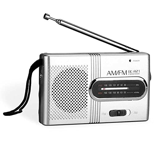 OcioDual Mini Tragbares Radio 2 Band FM/AM mit Kopfhöreranschluss Klein Transistor BC-R21 Taschenradio Grau von OcioDual