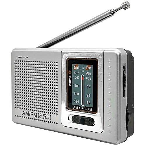 OcioDual Tragbarer Mini Radio BC-R2011 Taschenradio Reiseradio FM/AM Radio Design Antenne Empfanger Lautsprecher 3.5mm Klinke Grau von OcioDual