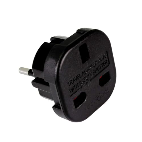 OcioDual UK zu Europäischer Stecker Adapter, Reisestecker Adapter, Typ G zu Typ E und F Stecker, Modell YD-9625, 221V/13A Schwarz, 3-Pin zu 2-Pin Konverter, CE/RoHS Zertifizierung von OcioDual