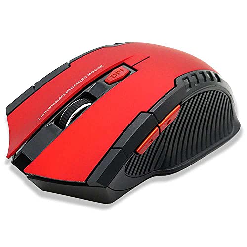 OcioDual USB 2.0 Cordless Wireless Mouse GF2428 Rot Kabellos Maus Optischer Sensor 6 Tasten 800 1600 DPI Empfänger Funkmaus von OcioDual