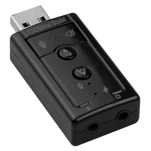 OcioDual USB 3D Externe Soundkarte Extern Audio Adapter 7.1 mit Funktionstasten Lautstärkeregler und Volume Kontrolle Schwarz von OcioDual
